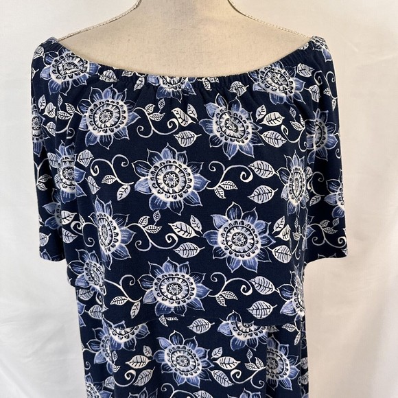 J.Jill Ocean Breeze Tiered Knit Jersey Ruffle Dress Size LARGE Womens - Picture 3 of 7